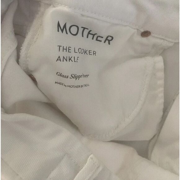 Mother The Looker White Cropped Ankle Glass Slipper Racer Jeans Women’s sz 30 - Picture 7 of 7